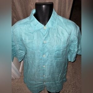 Men’s used size Large L Tommy Bahama shirt sleeve linens button front shirt